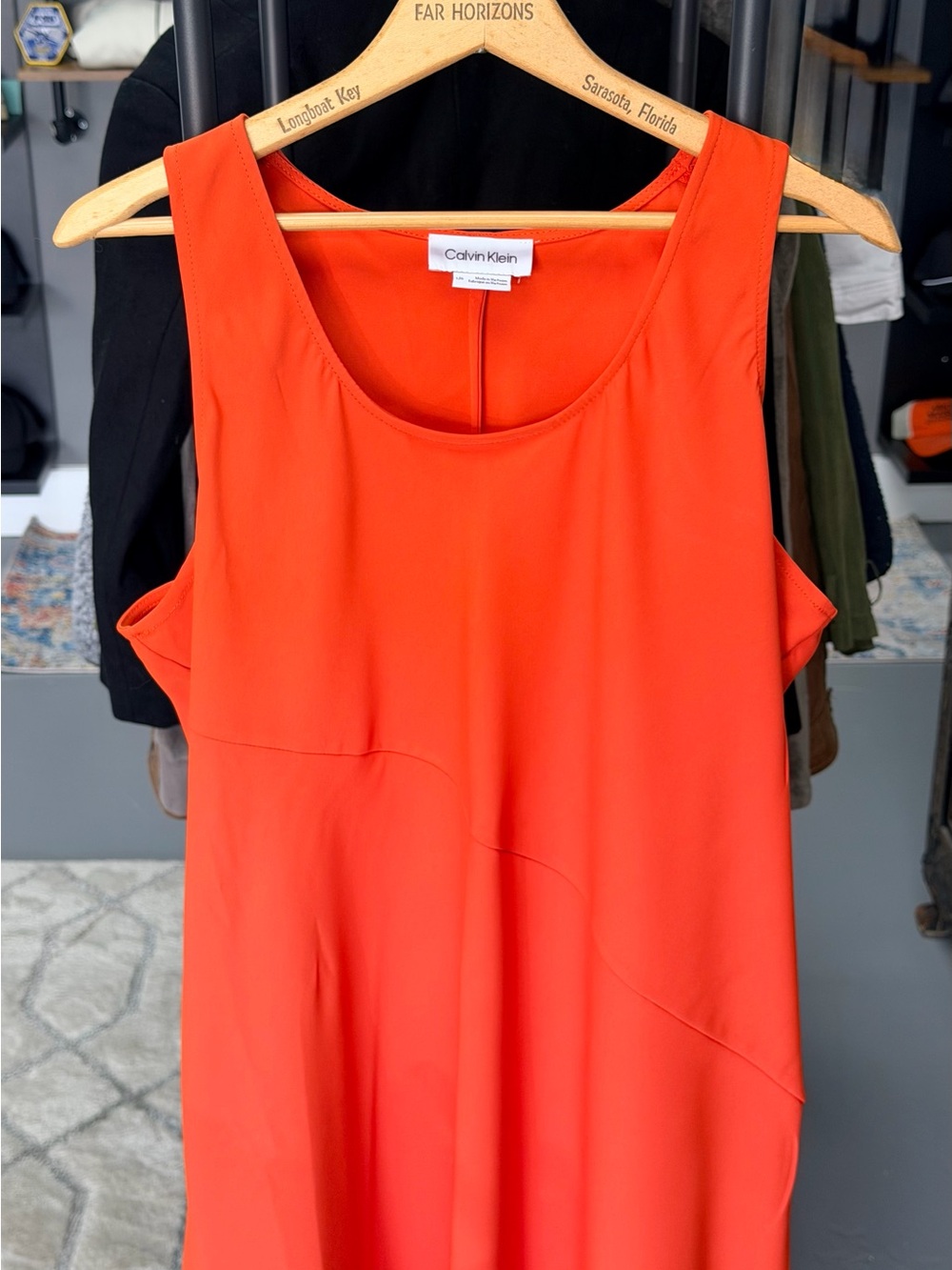 Calvin Klein Women's Orange Sleeveless Scoop Neck Top